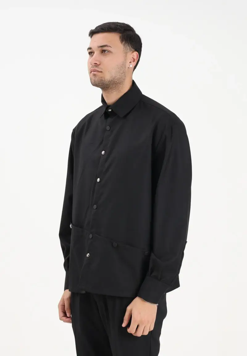 Camicia a manica lunga nera da uomo