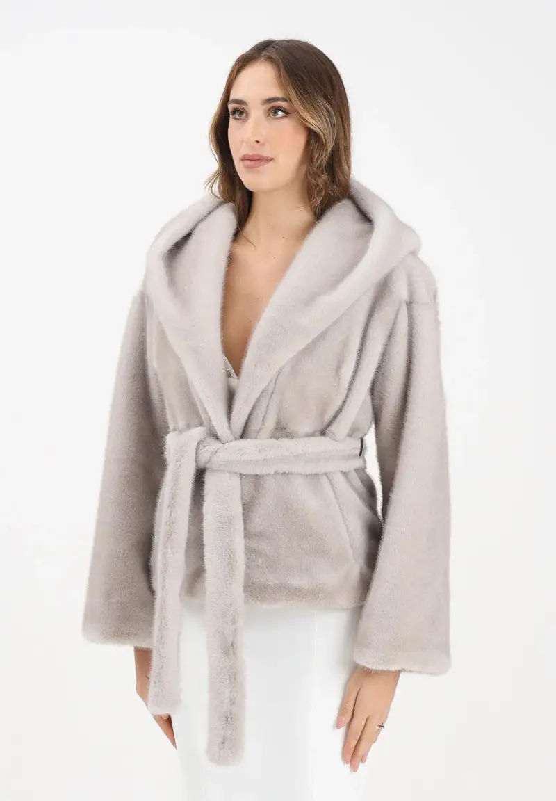 Ecopelliccia grigia da donna