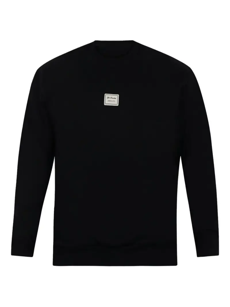 Felpa nera baisc mini patch frontale Nero miniatura 3