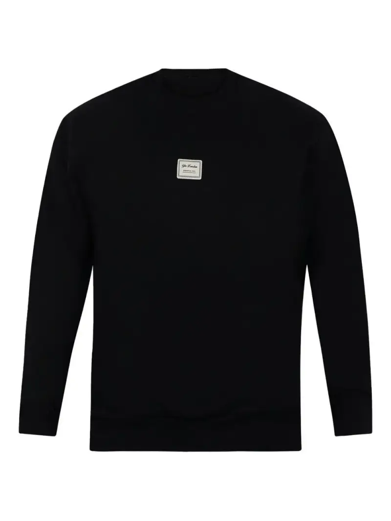 Felpa nera baisc mini patch frontale miniatura 2