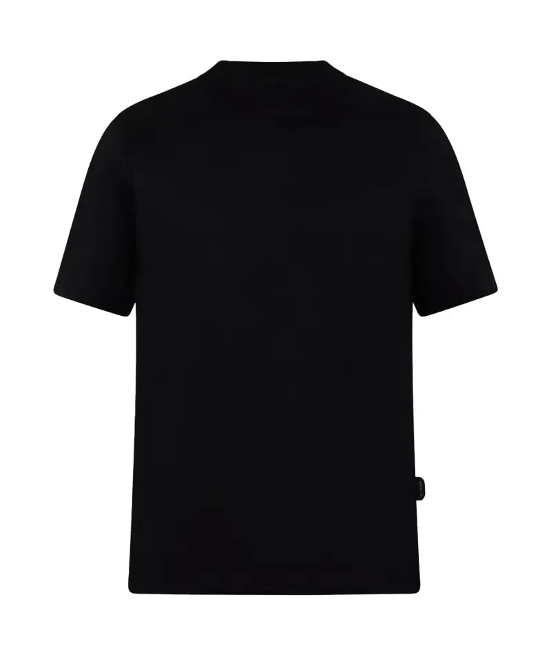 T-shirt nera basic mini etichetta laterale