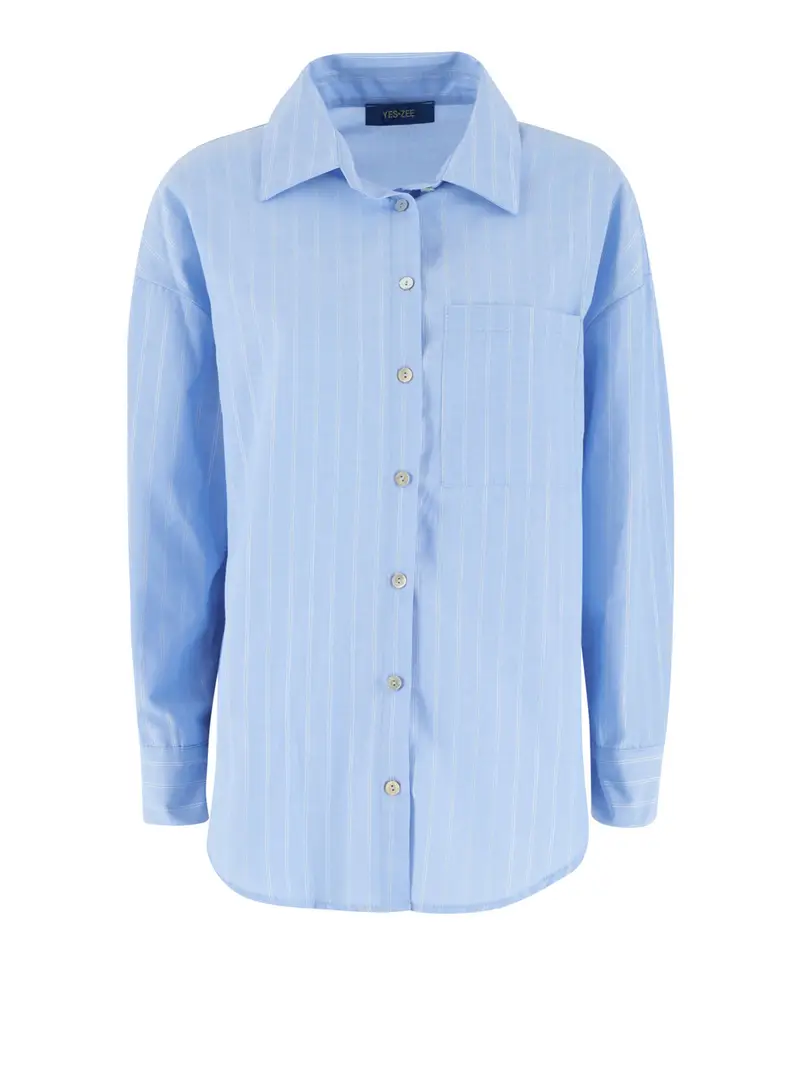 camicia casual yes zee da donna - celeste