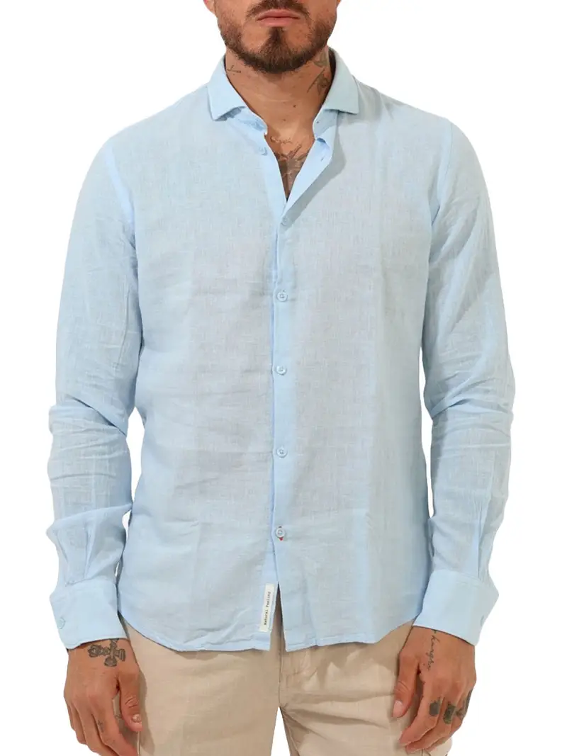 camicia casual yes zee da uomo - celeste