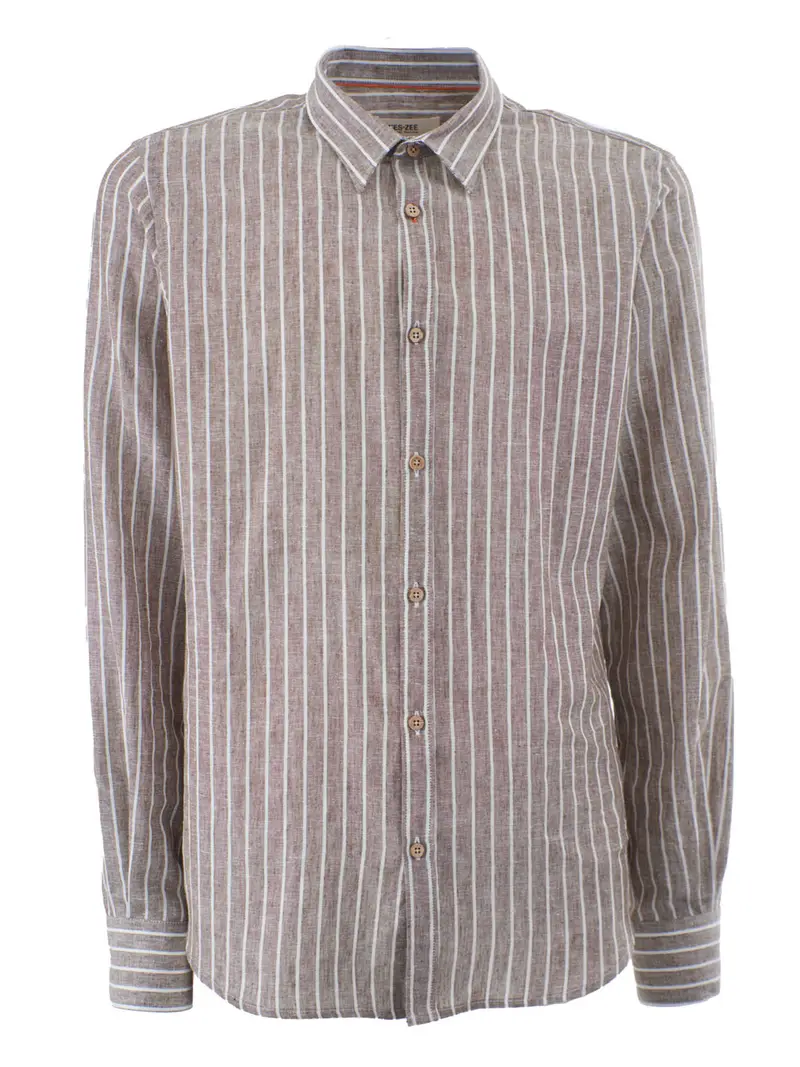 camicia casual yes zee da uomo - marrone