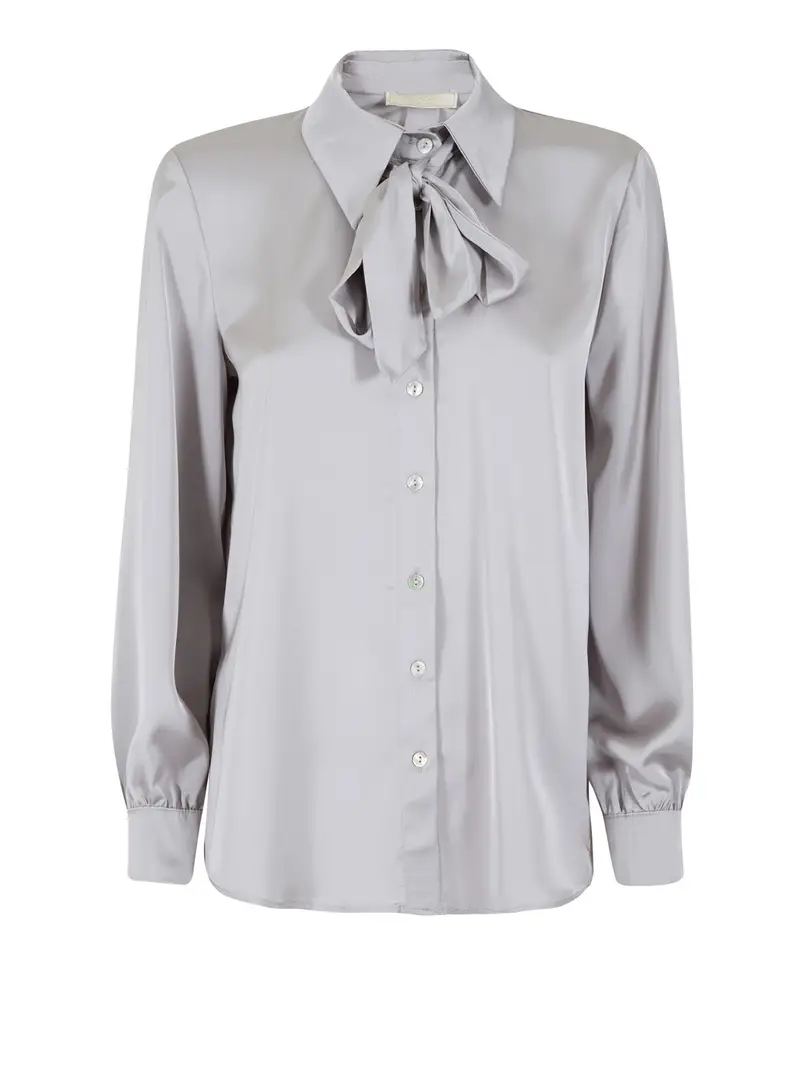 camicia yes zee con fiocco da donna - grigio