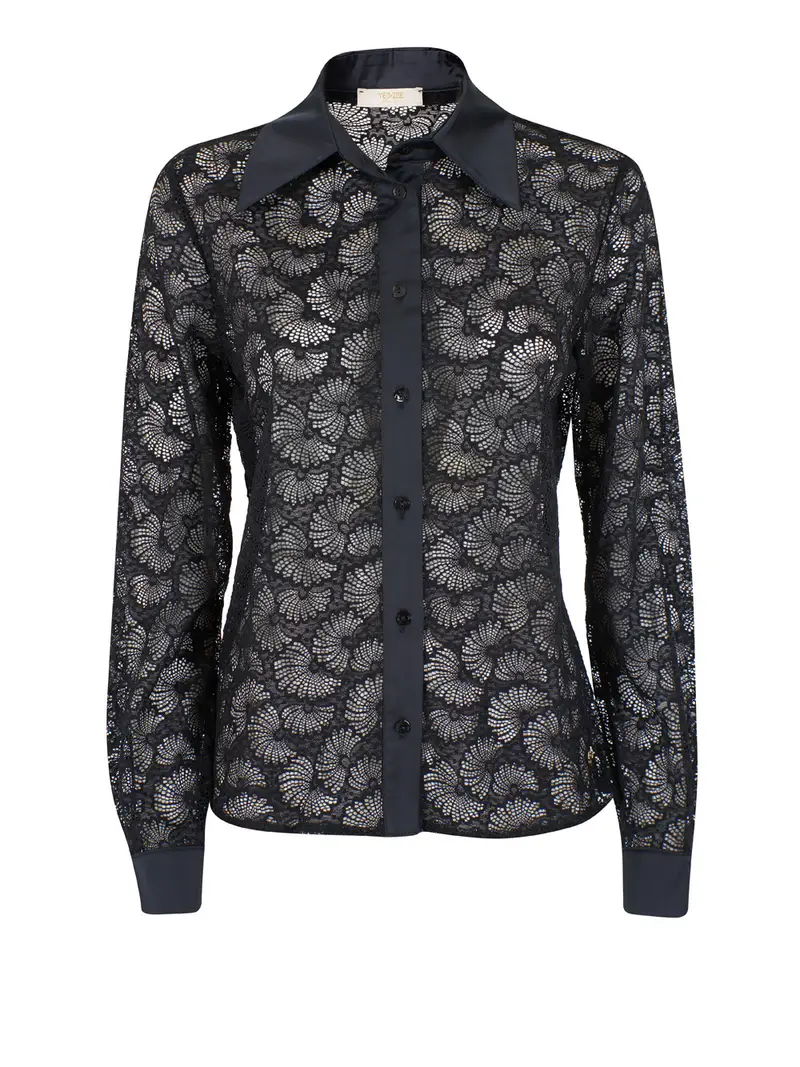 camicia yes zee in pizzo da donna - nero