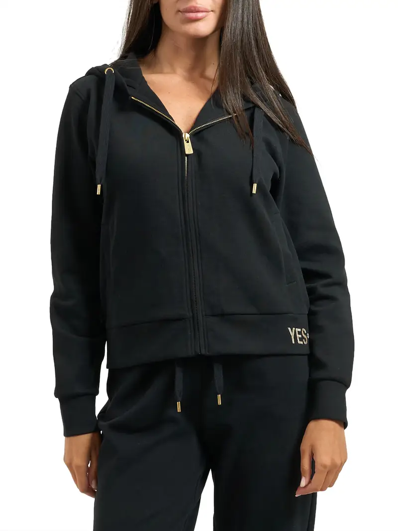 felpa zip yes zee da donna - nero