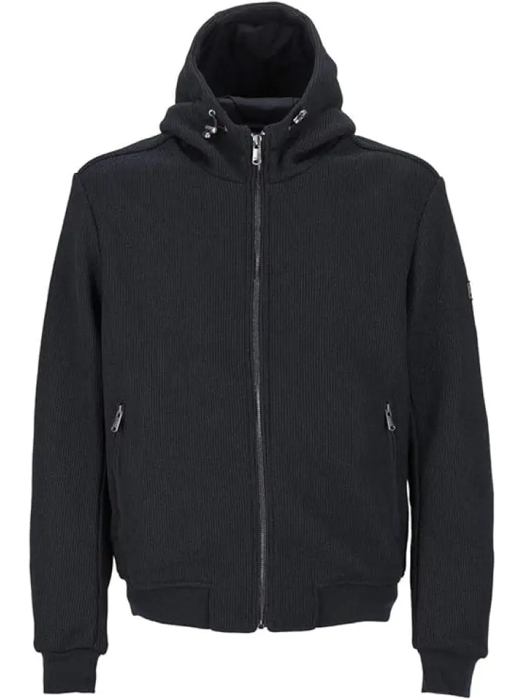 giubbino con cappuccio in tricotech nero