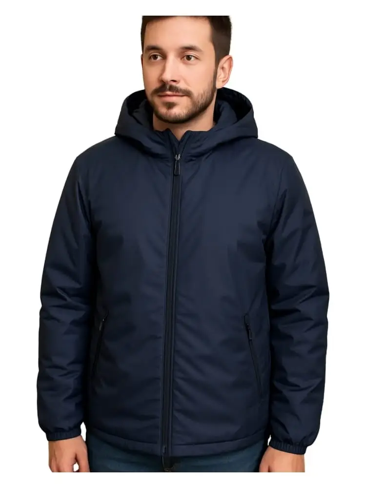 giubbino reversibile in soft schelle e nylon blu e nero