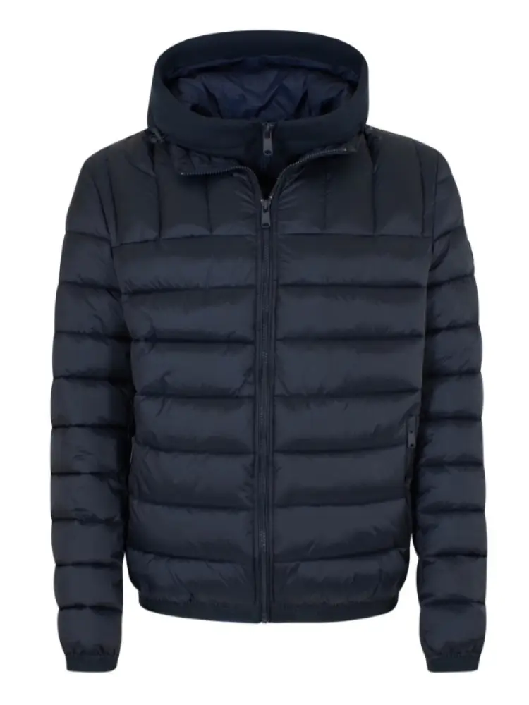 giubbino trapuntato con cappuccio staccabile blu