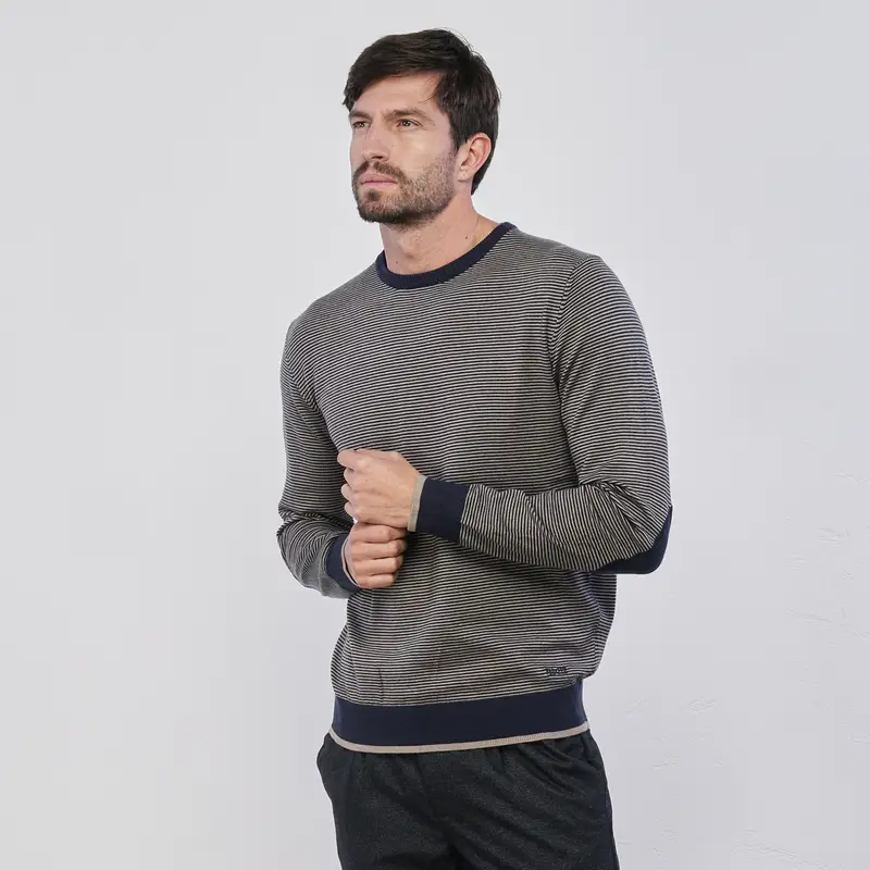 Maglioncino blu da uomo a righe