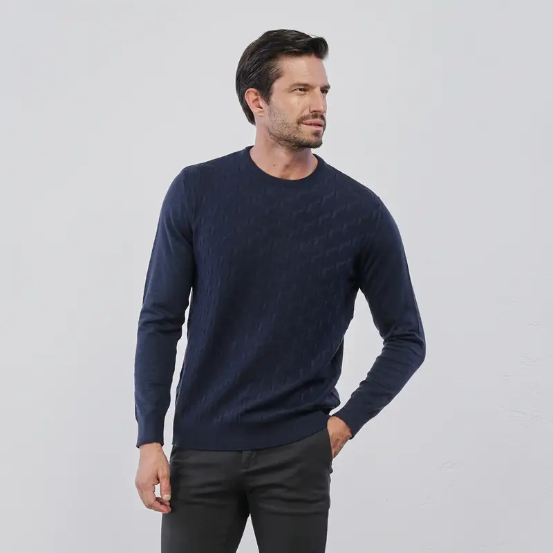 Maglioncino blu lavorato da uomo