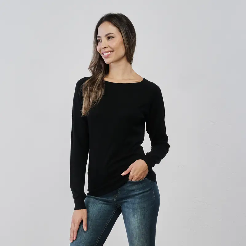 Maglioncino nero da donna in tinta unita