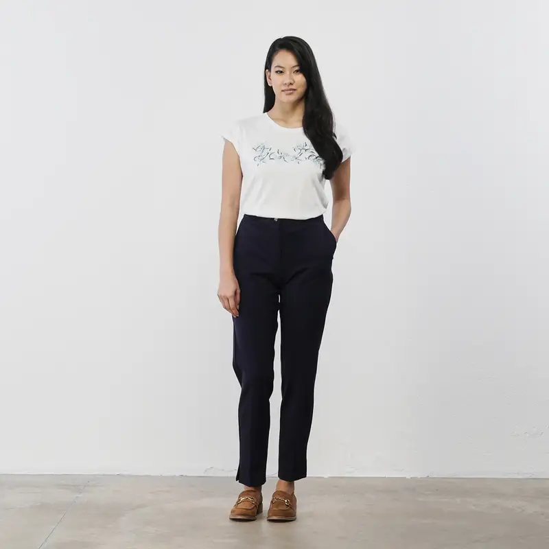 Pantaloni lunghi blu eleganti da donna con tasche