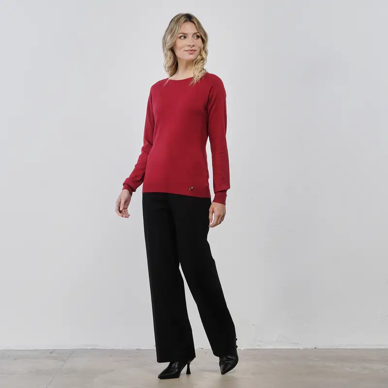 Pantaloni neri lunghi ampi da donna in tinta unita