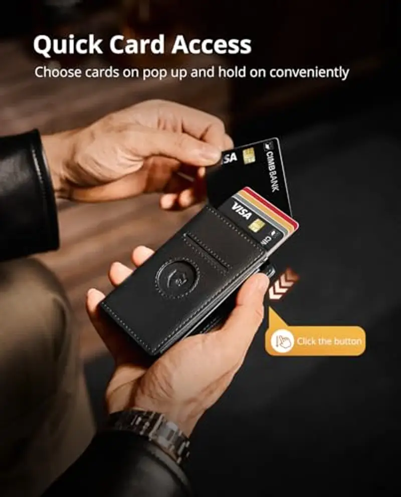 YESIIW Porta carte di credito Uomo Nero 1353646 miniatura 2