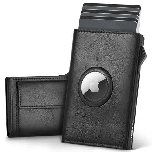 YESIIW Airtag Portafoglio Uomo, Super Compatto e Alta Capacità Pop up Porta Carte Uomo per 12 Cartes Portacarte Uoomo