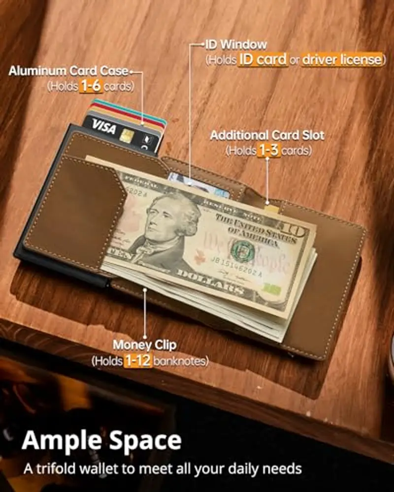 YESIIW Portamonete Uomo Marrone 1602507 miniatura 2