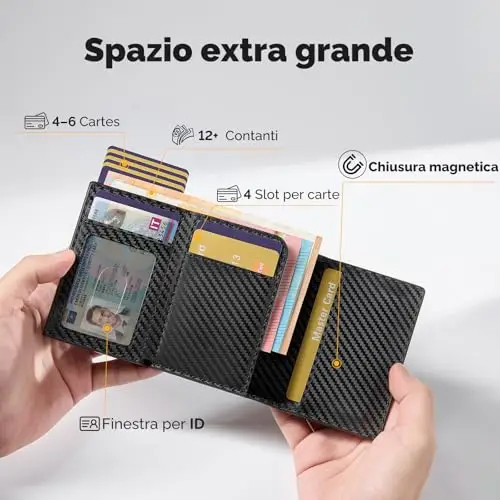 YESIIW Portafoglio Airtag, Super Compatto e Alta Capacità Pop up Portacarte Uomo con 6 Slot per Carte, 1Scomparto per miniatura 2