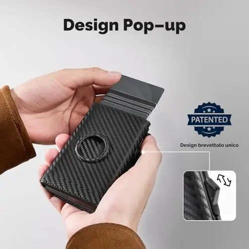 YESIIW Portafoglio Airtag, Super Compatto e Alta Capacità Pop up Portacarte Uomo con 6 Slot per Carte, 1Scomparto per miniatura 3