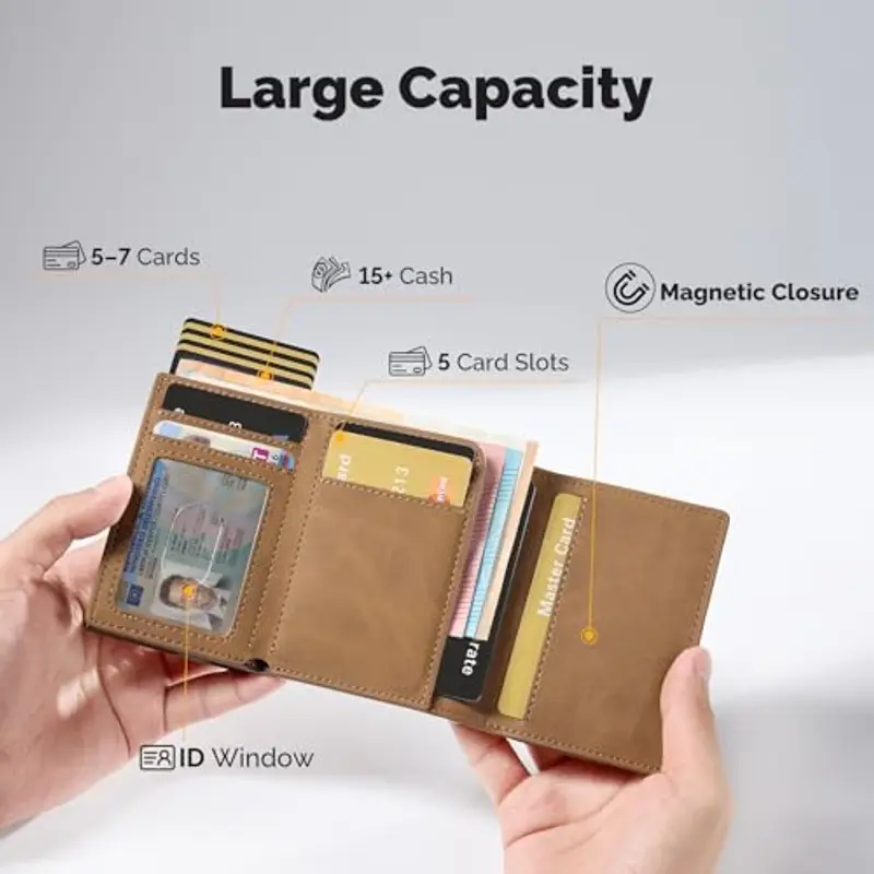 YESIIW Portafoglio Airtag Uomo, Super Compatto e Alta Capacità Pop up Porta Tessere Uomoo per 12 Cartes & 15+ Banconote miniatura 2