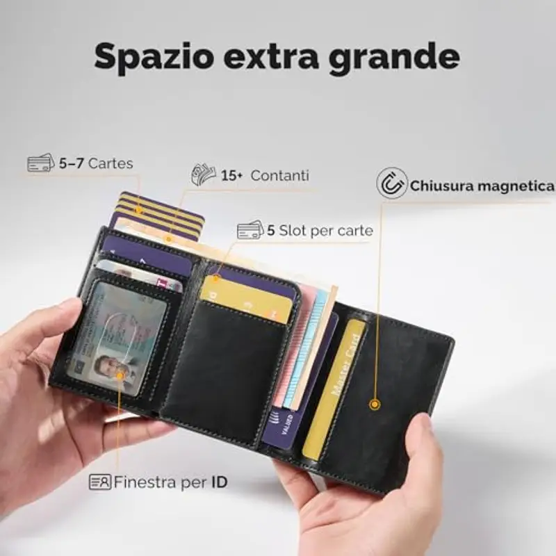 YESIIW Portamonete Uomo Nero 943398 miniatura 2