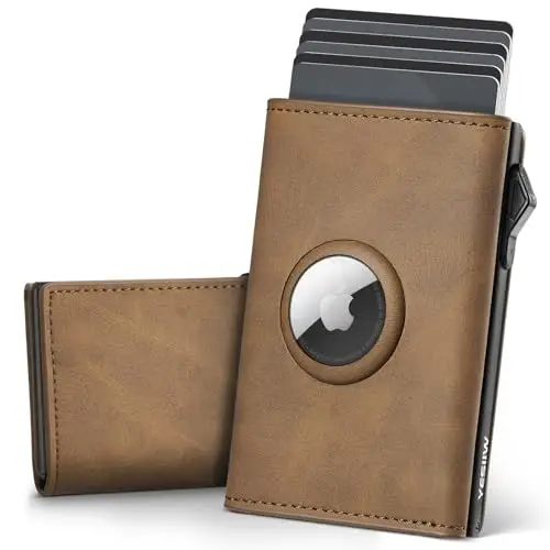 YESIIW Wallet Airtag, Super Compatto e Alta Capacità Pop up Portatessere Uomoo per 12 Cartes & 12 Banconote Portafoglio