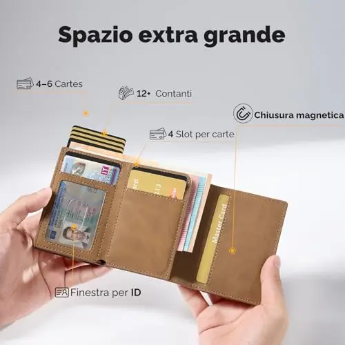 YESIIW Wallet Airtag, Super Compatto e Alta Capacità Pop up Portatessere Uomoo per 12 Cartes & 12 Banconote Portafoglio miniatura 2