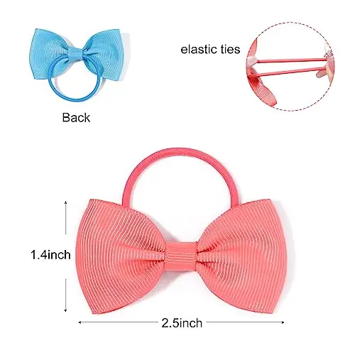 YHXX YLEN 40 pezzi 2.75 "neonate fiocchi per capelli cravatta fiocchi di nastro in grosgrain elastico nastro fasce per miniatura 2