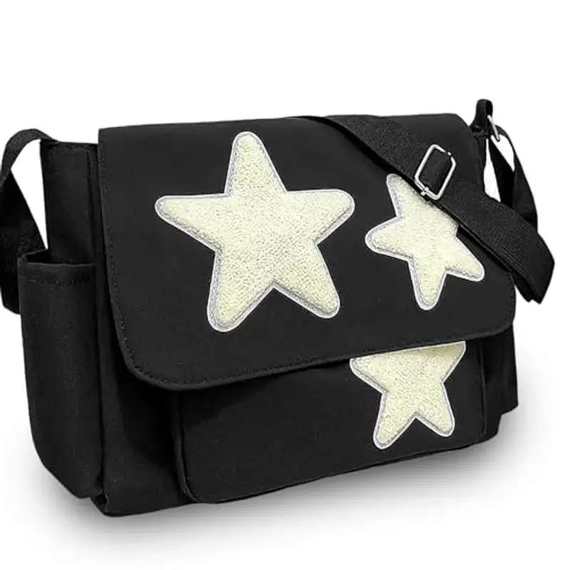 YILCER Messenger Bag Crossbody, Borsa Donna, Nero-Large-Nylon, Medium