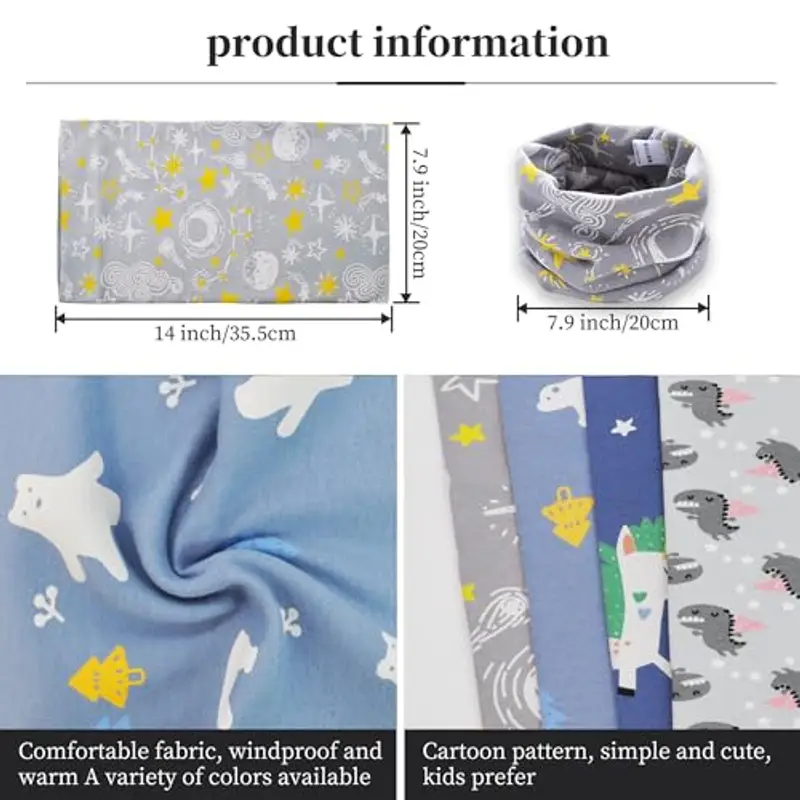 YMIFEEY 4 Pezzi Scaldacollo Bambino Cotone Scaldacollo Sciarpa Bambini Scaldacollo Cotone Bambina Bambino Scalda Collo miniatura 2