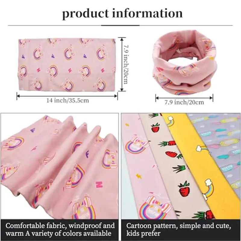 YMIFEEY 4 Pezzi Scaldacollo Bambino Cotone Sciarpa Multifunzione di Protezione per Bambini Ragazze e Ragazzi miniatura 2