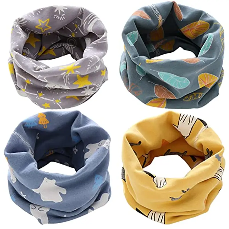 Yogopro 4 Pezzi Scaldacollo Bambino Bambina Sciarpa Multiuso Sciarpe Bambini Cotone O-Scaldacollo Loop Modo Cute