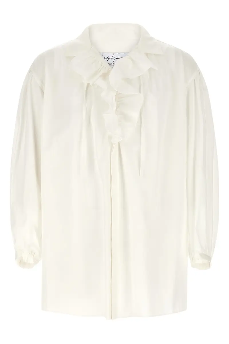 Camicia Frilled Gather Bianco