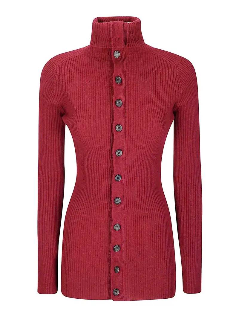 Collo alto a costine Rosso