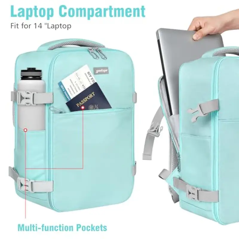 YOKGO Zaino Ryanair 40x20x25 da Viaggio, Aereo Bagaglio a Mano Piccolo Borsa da Cabina 20L, 14, 4” Pollici Zaino Porta PC miniatura 3