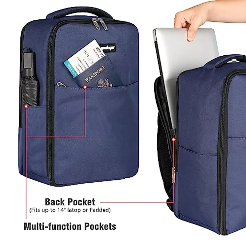 YOKGO Zaino Ryanair 40x20x25 da Viaggio Aereo, Bagaglio a Mano Piccolo Borsa da Cabina 20L, 14, 4” Pollici Zaino Porta PC per Scuola Lavoro Trekking Blu miniatura 3