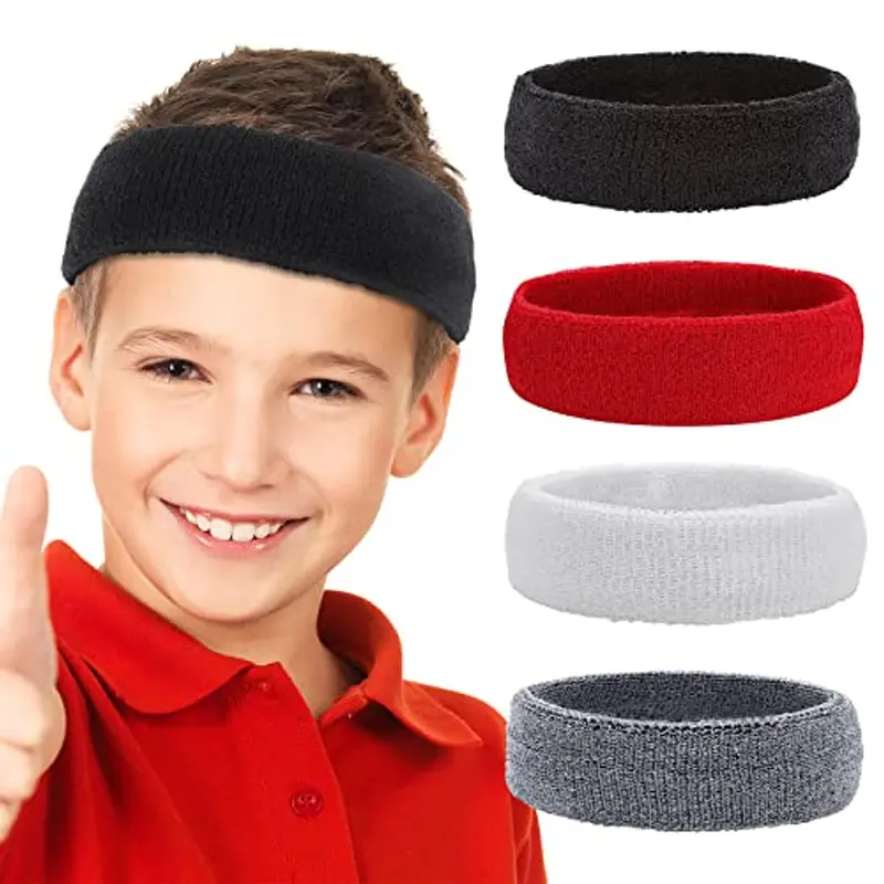 Yolev 4 Pezzi Bambini Ragazzo Fascia Sudore Fascia Sportiva per Bambini Sudore Fronte da Basket Tuta Sportiva Headband
