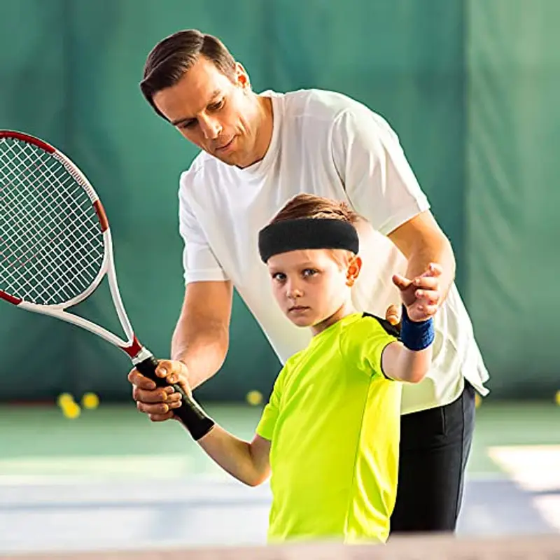 Yolev 4 Pezzi Bambini Ragazzo Fascia Sudore Fascia Sportiva per Bambini Sudore Fronte da Basket Tuta Sportiva Headband miniatura 2