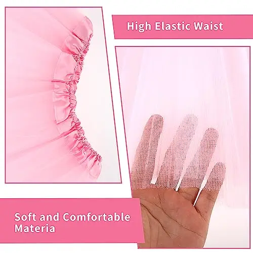 Yolev Gonna Tulle Donna Teen Adult Classic Elastico in Tulle a 3 Strati Gonna Rosa Tutu Donna Adulto Dance Dress Up miniatura 3