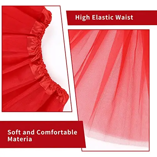 Yolev Gonna Tulle Donna Teen Adult Classic Elastico in Tulle a 3 Strati Gonna Rossa Tutu Donna Adulto Dance Dress Up miniatura 3