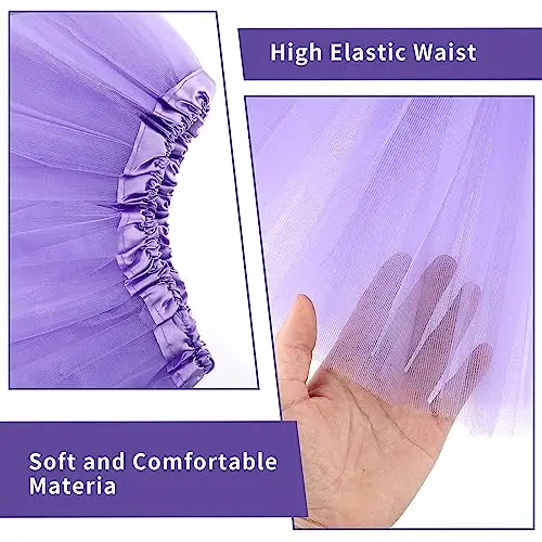 Yolev Gonna Tulle Donna Teen Adult Classic Elastico in Tulle a 3 Strati Gonna Viola Chiaro Tutu Donna Adulto Dance miniatura 3