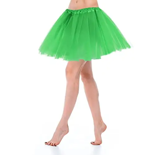Yolev Gonna Tulle Donna Teen Tutu Adulto Classic Elastico 3 Strati Gonna Corta Gonne in Tulle Verde Donne Teen Dance