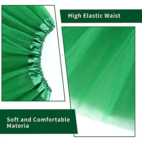 Yolev Gonna Tulle Donna Teen Tutu Adulto Classic Elastico 3 Strati Gonna Corta Gonne in Tulle Verde Donne Teen Dance miniatura 3