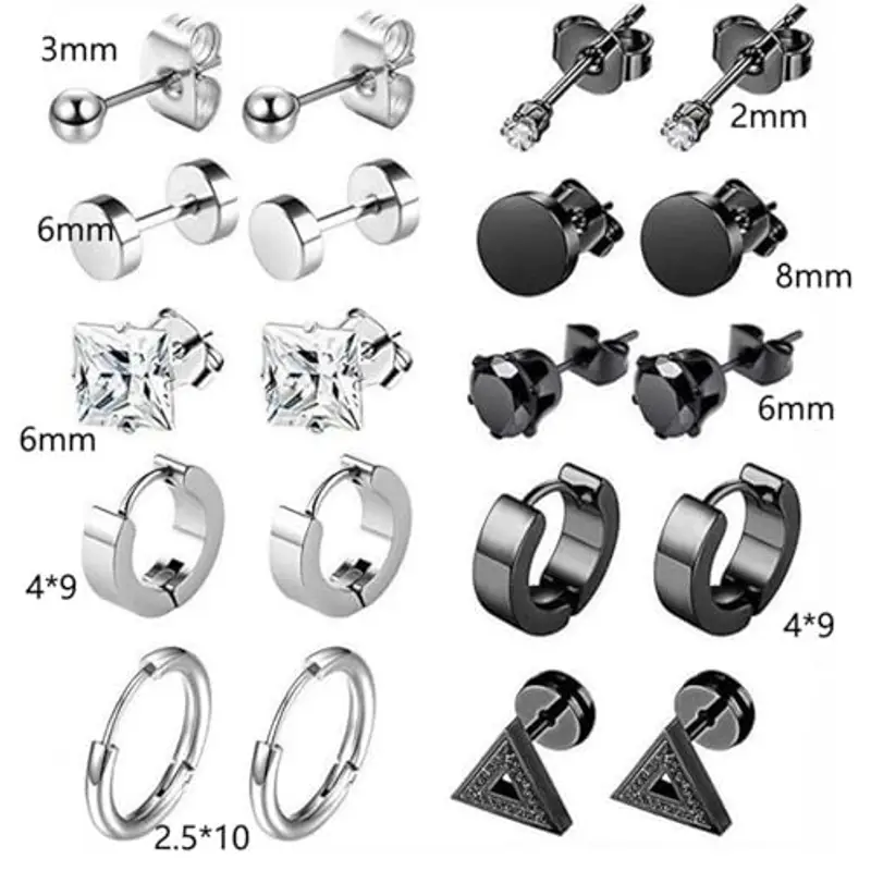 Yolistar Orecchini Uomo Nero 2015495 miniatura 2
