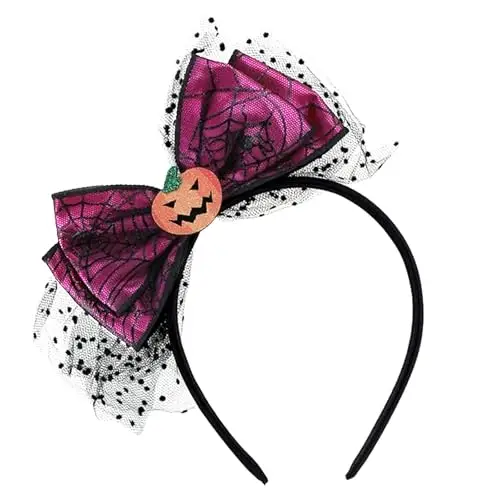 yolzhxe Cerchietto Halloween, Cerchietto Zucca, Ragnatela Cerchietti per Capelli, Cerchietti Fiocchi con Netto Nero,