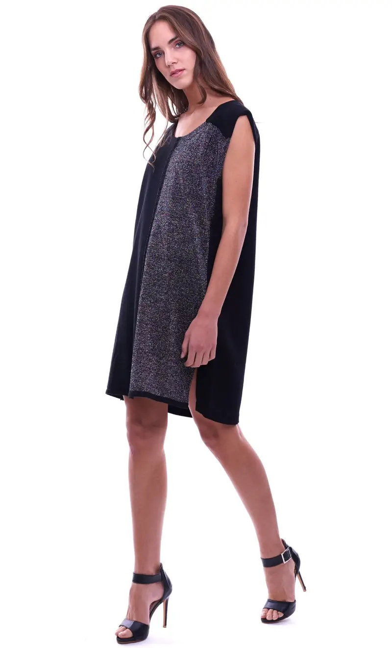 Abito con banda in lurex ypno nera, colore nero