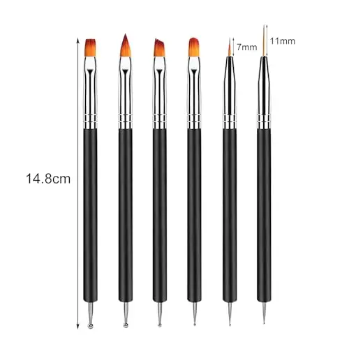 YPYMOD 6 Pezzi Pennelli Unghie Gel, Doppia Punta Pennelli Nail Art con Atrumento di Punteggiatura, per DIY Disegno miniatura 3
