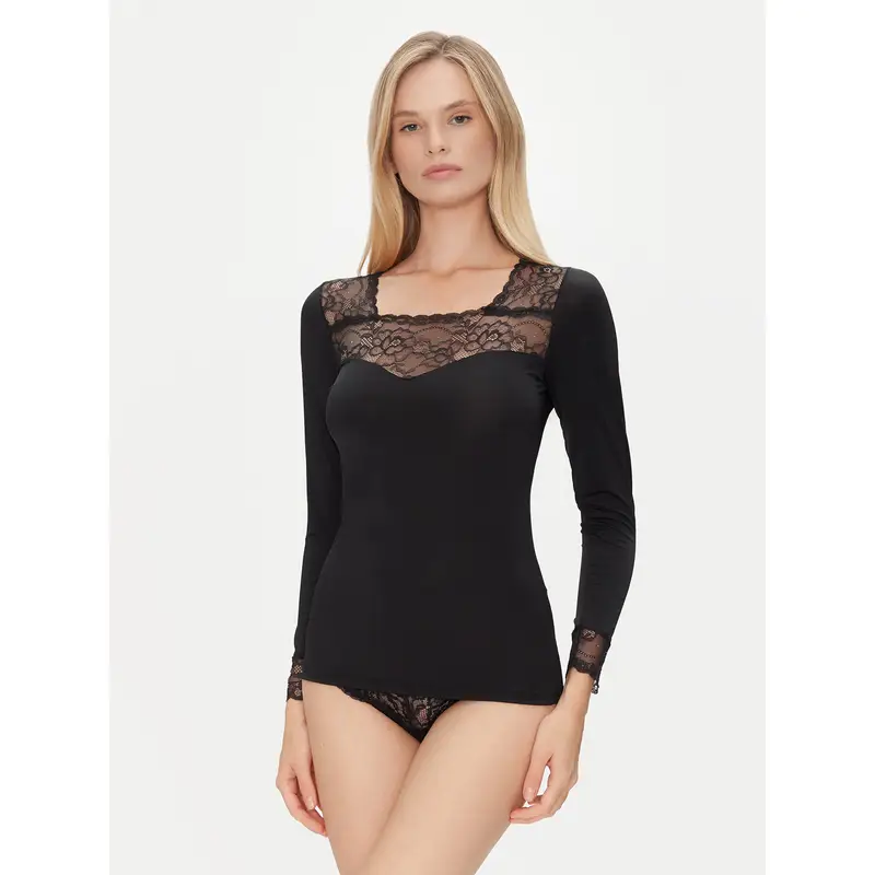 Maglietta del pigiama 19049 Nero Slim Fit