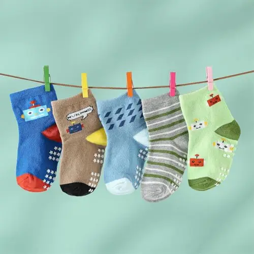 Yunguui 12 Paia Calzini Antiscivolo in Cotone per Bambina Bambino 1 miniatura 3
